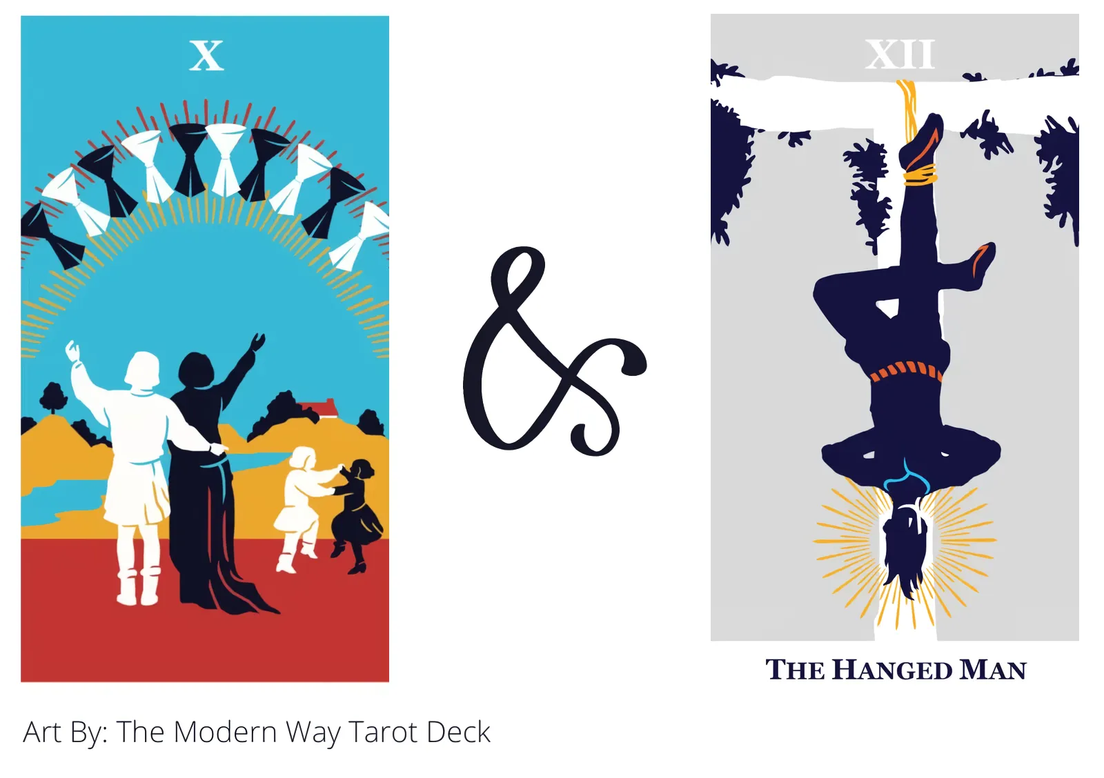 ten of cups and the hanged man tarot cards together