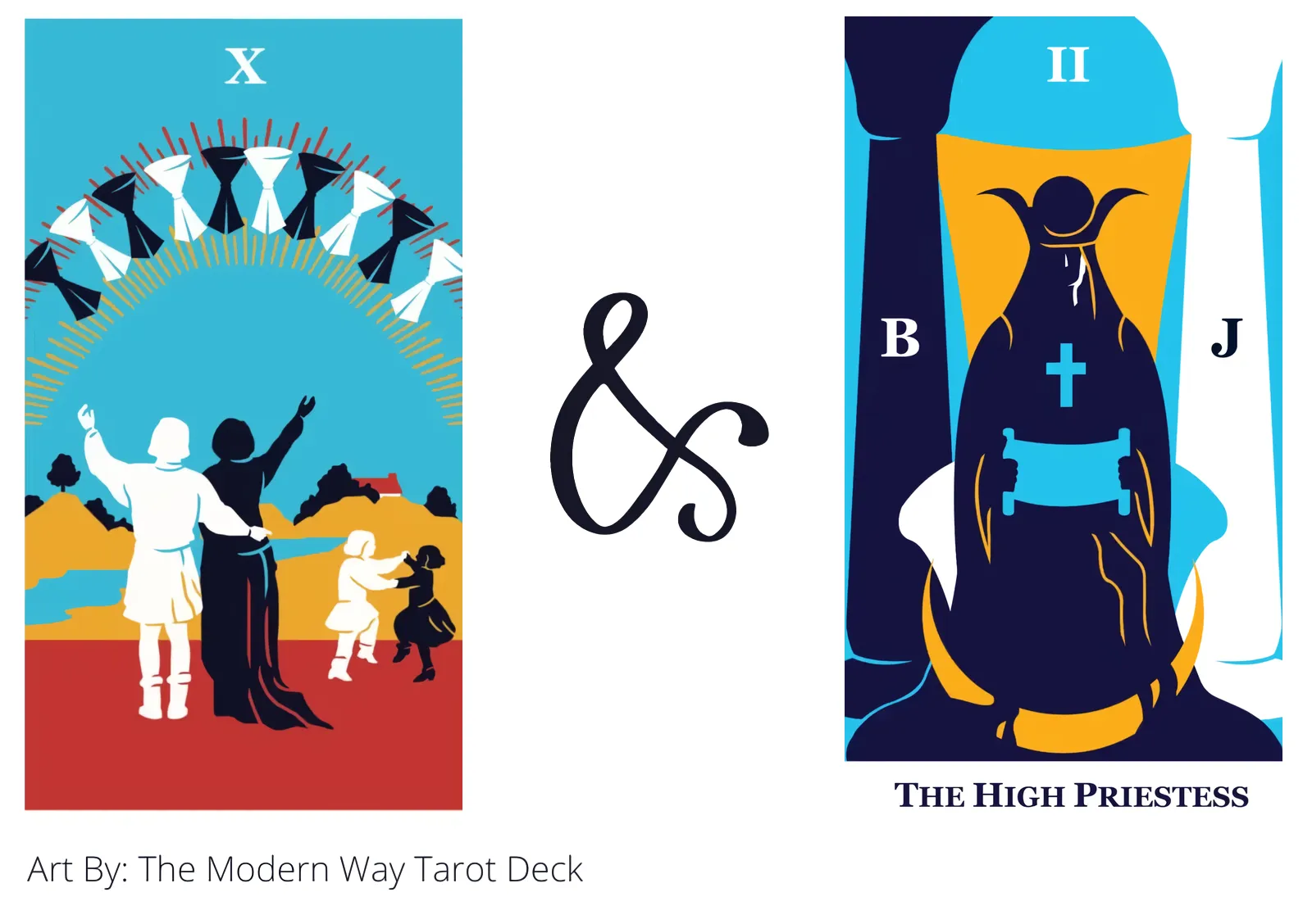 ten of cups and the high priestess tarot cards together