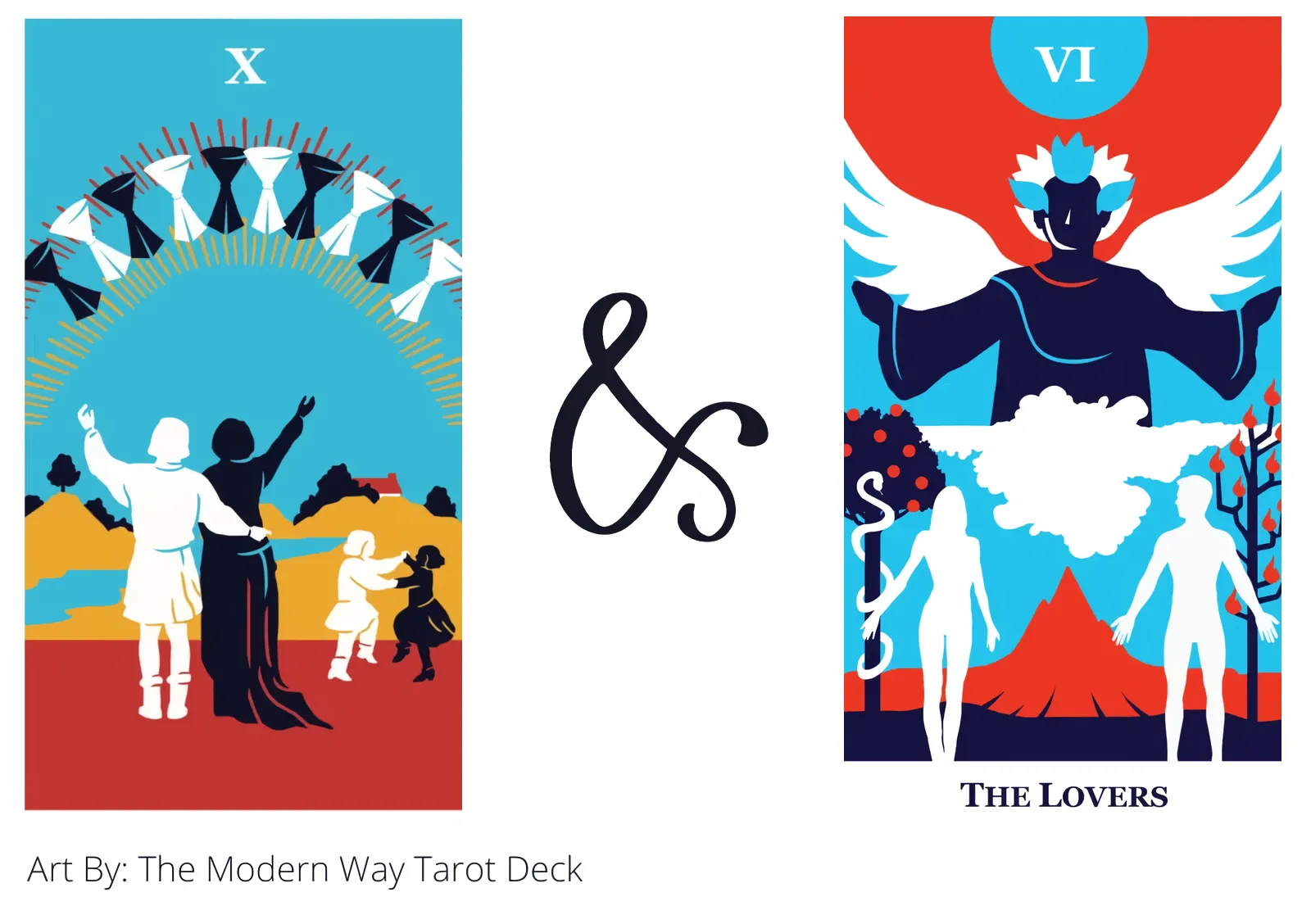 ten of cups and the lovers tarot cards together