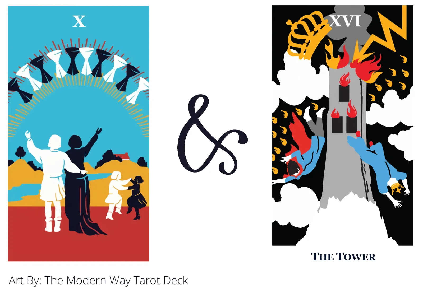 ten of cups and the tower tarot cards together