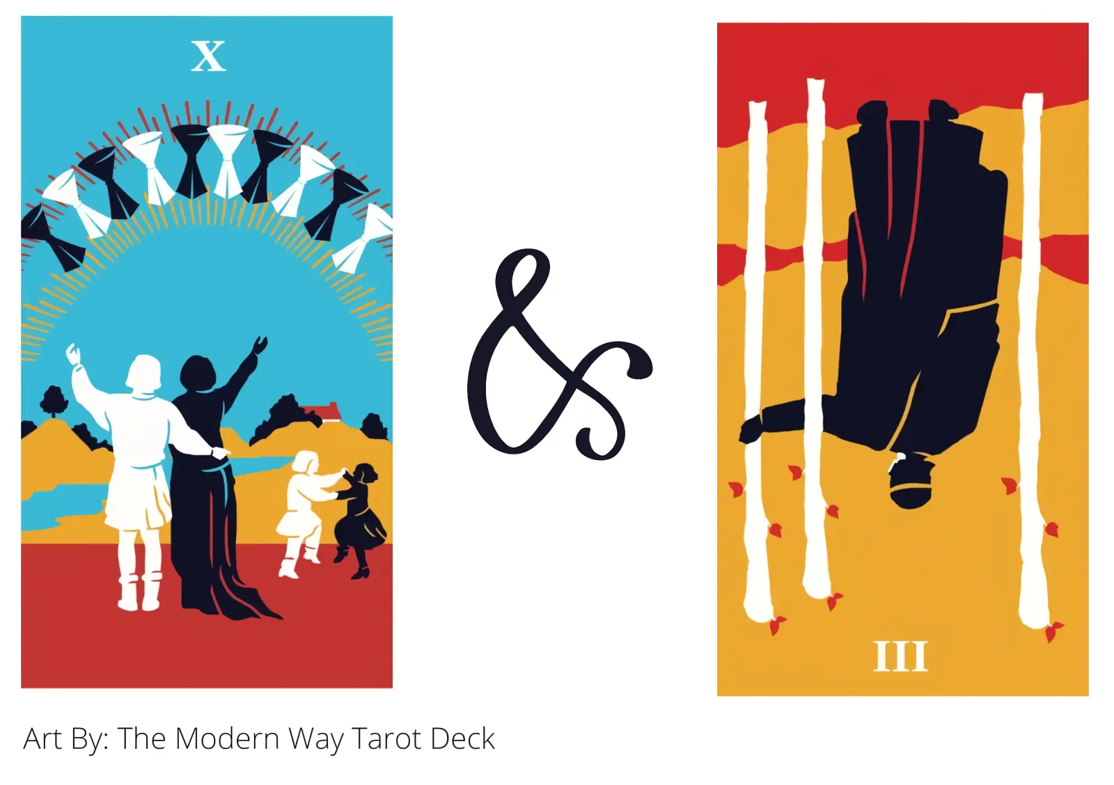 ten of cups and three of wands reversed tarot cards together