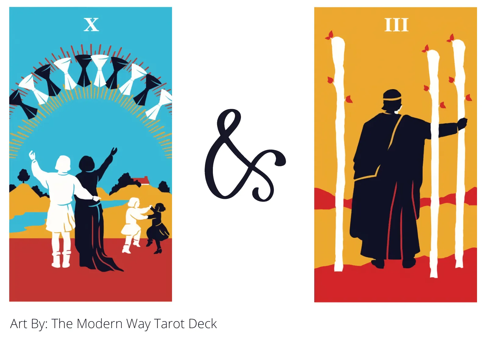 ten of cups and three of wands tarot cards together