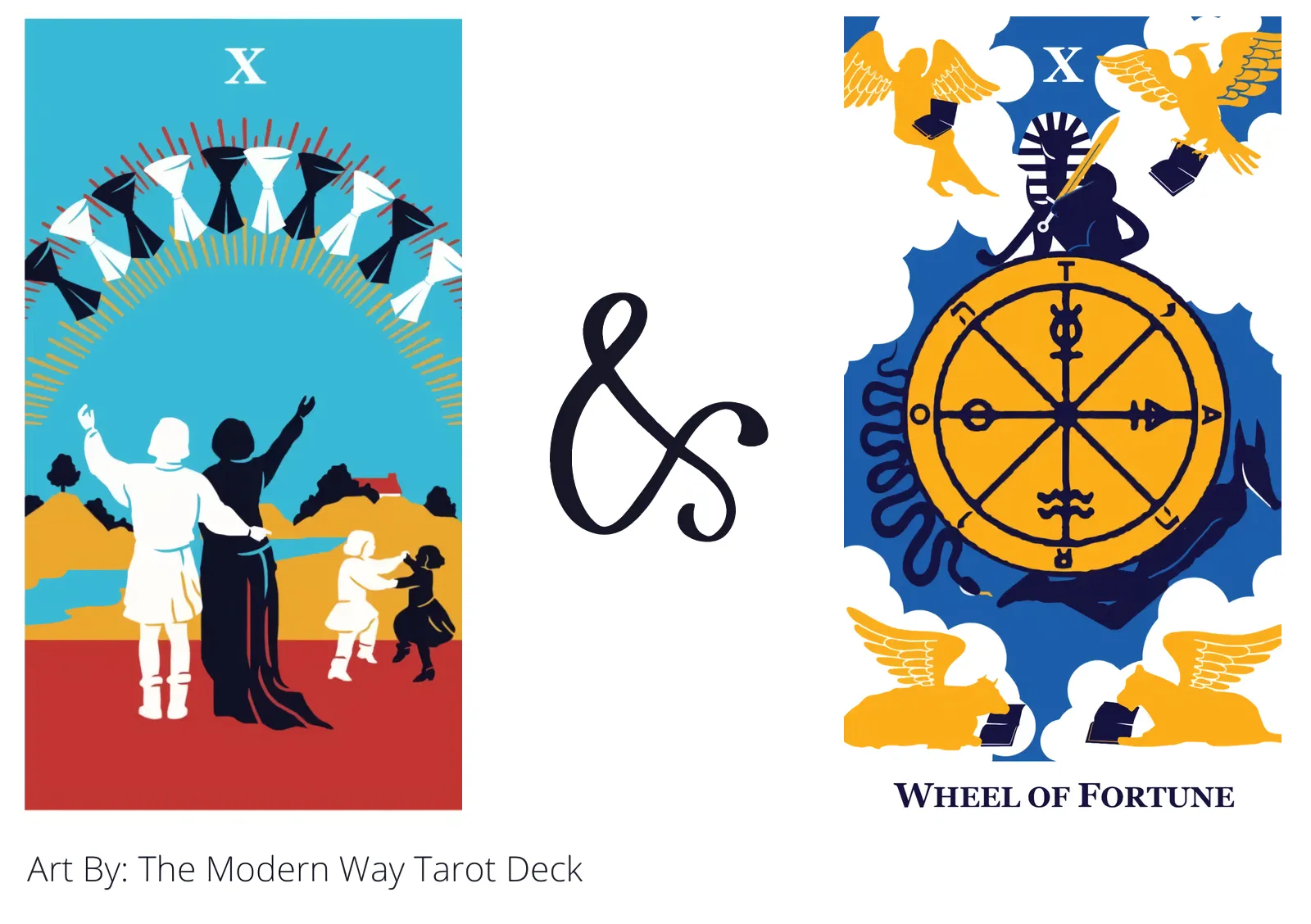 ten of cups and wheel of fortune tarot cards together