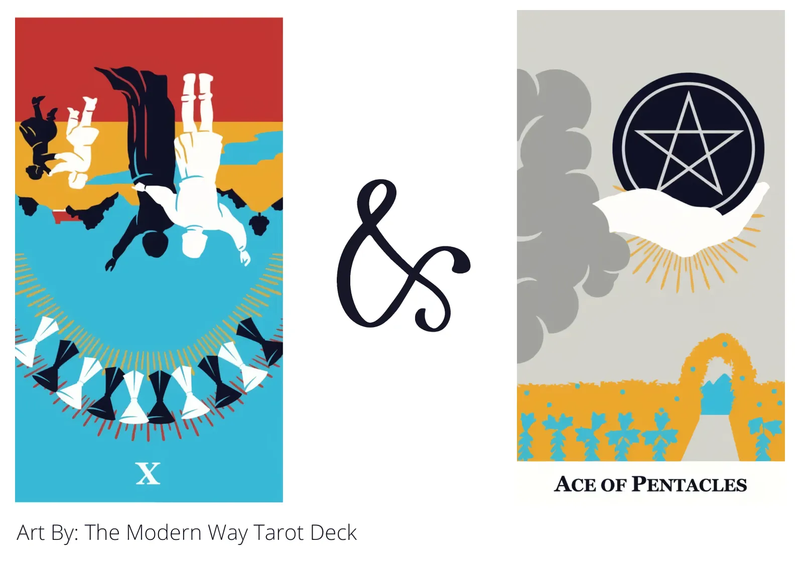 ten of cups reversed and ace of pentacles tarot cards together