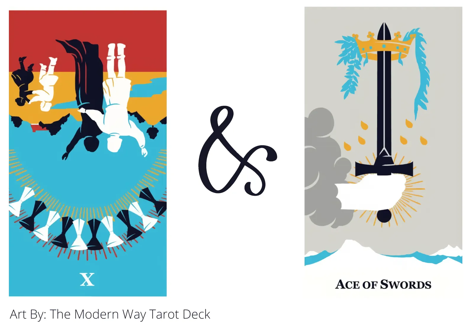 ten of cups reversed and ace of swords tarot cards together