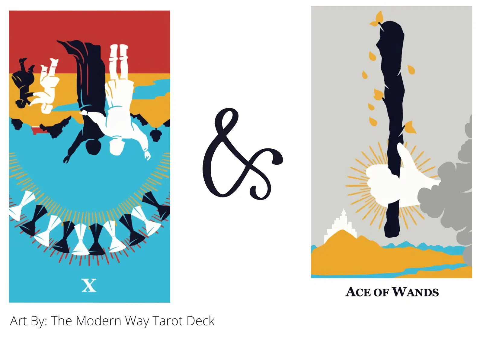 ten of cups reversed and ace of wands tarot cards together