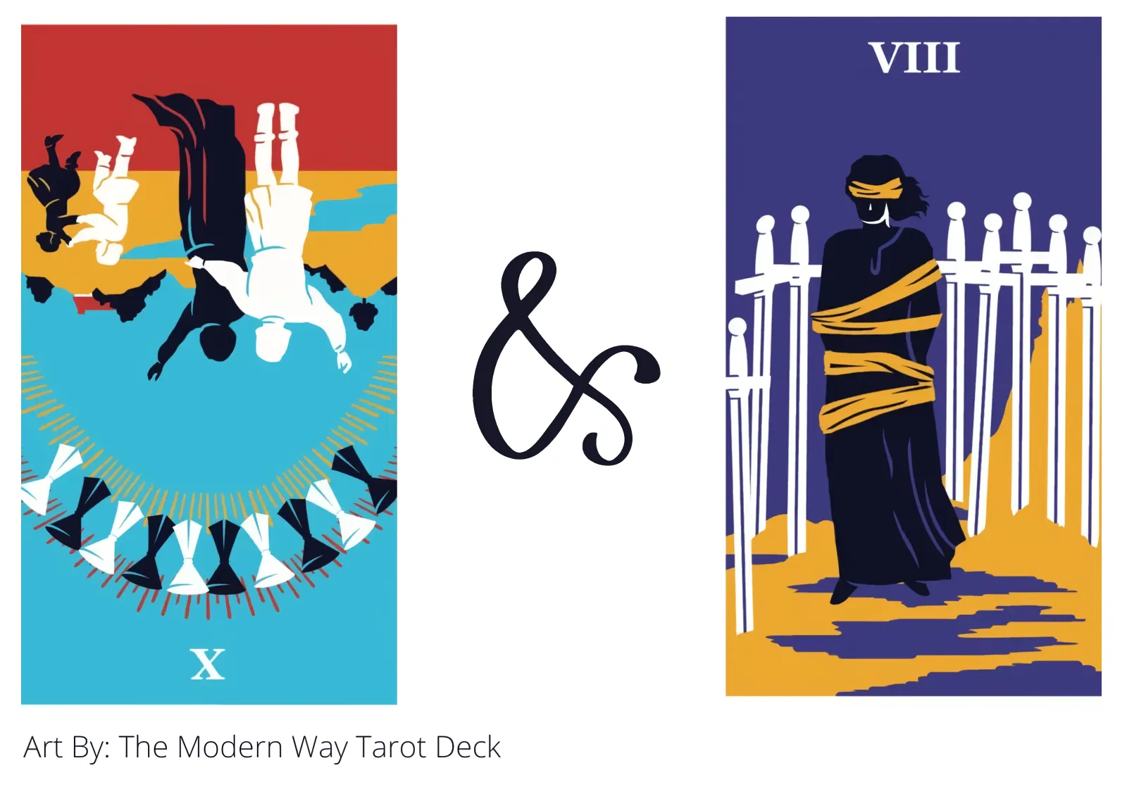 ten of cups reversed and eight of swords tarot cards together
