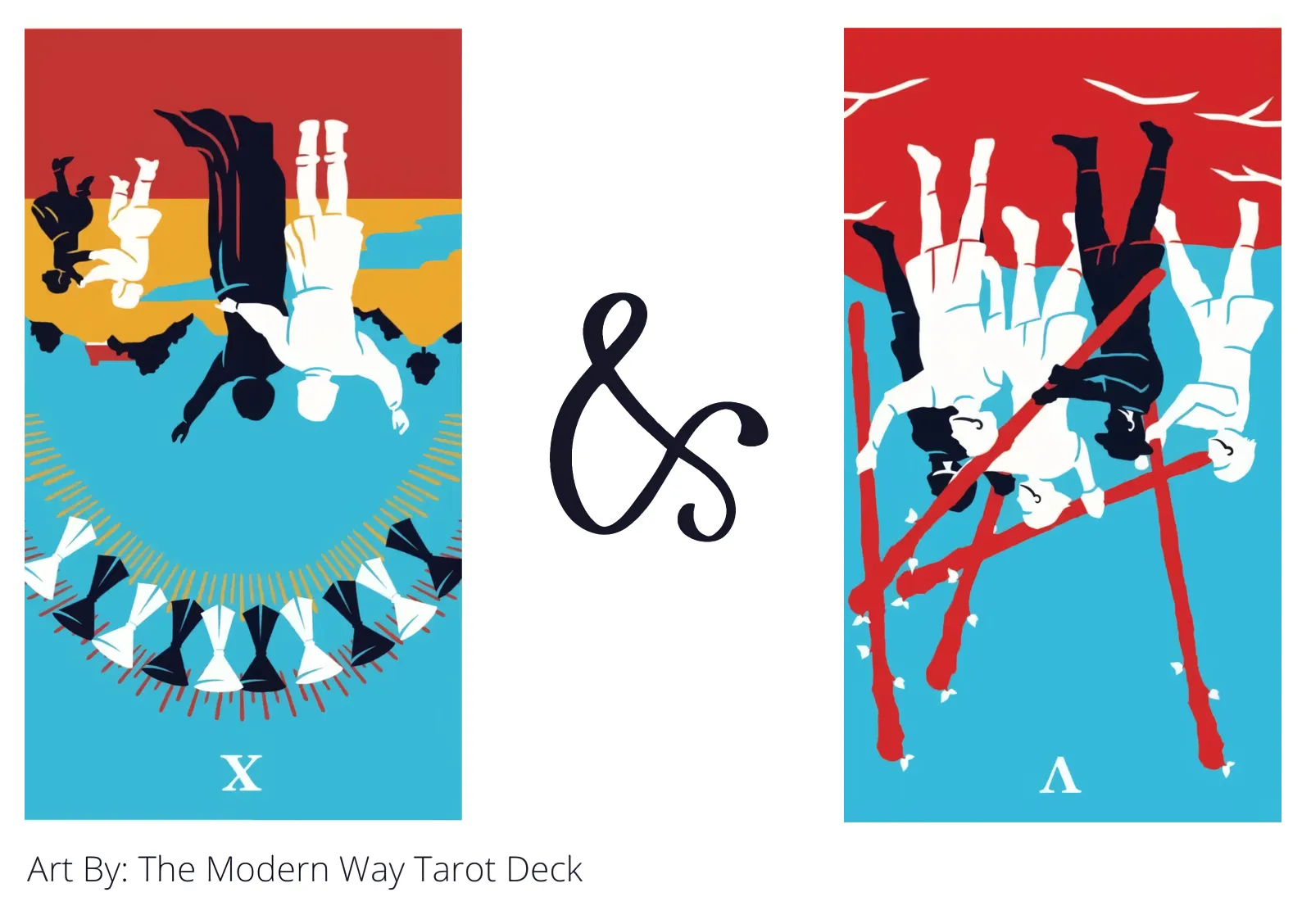 ten of cups reversed and five of wands reversed tarot cards together