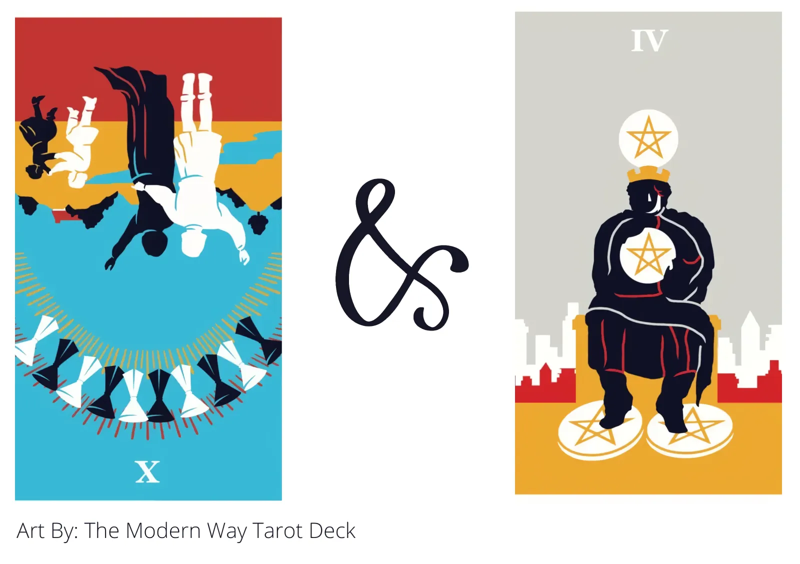 ten of cups reversed and four of pentacles tarot cards together