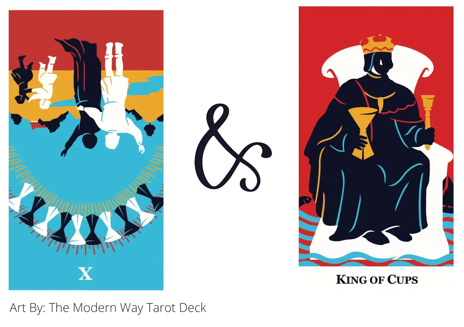 ten of cups reversed and king of cups tarot cards together