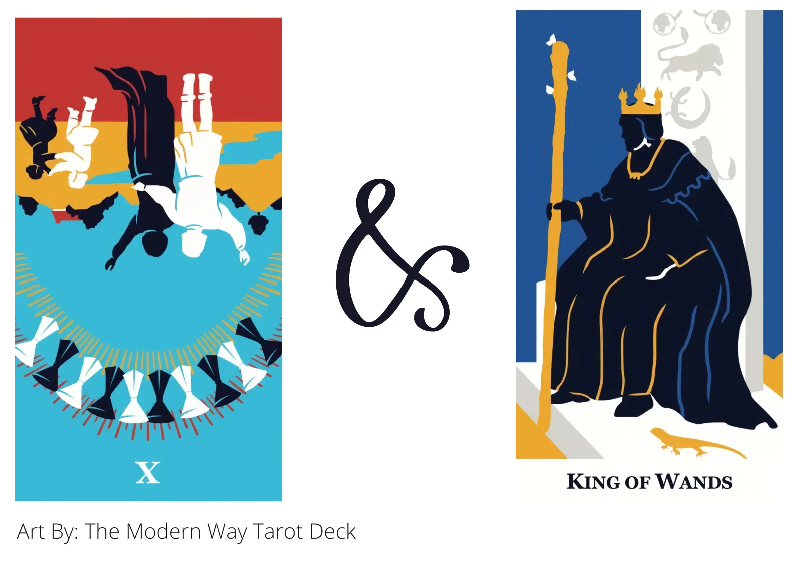 ten of cups reversed and king of wands tarot cards together