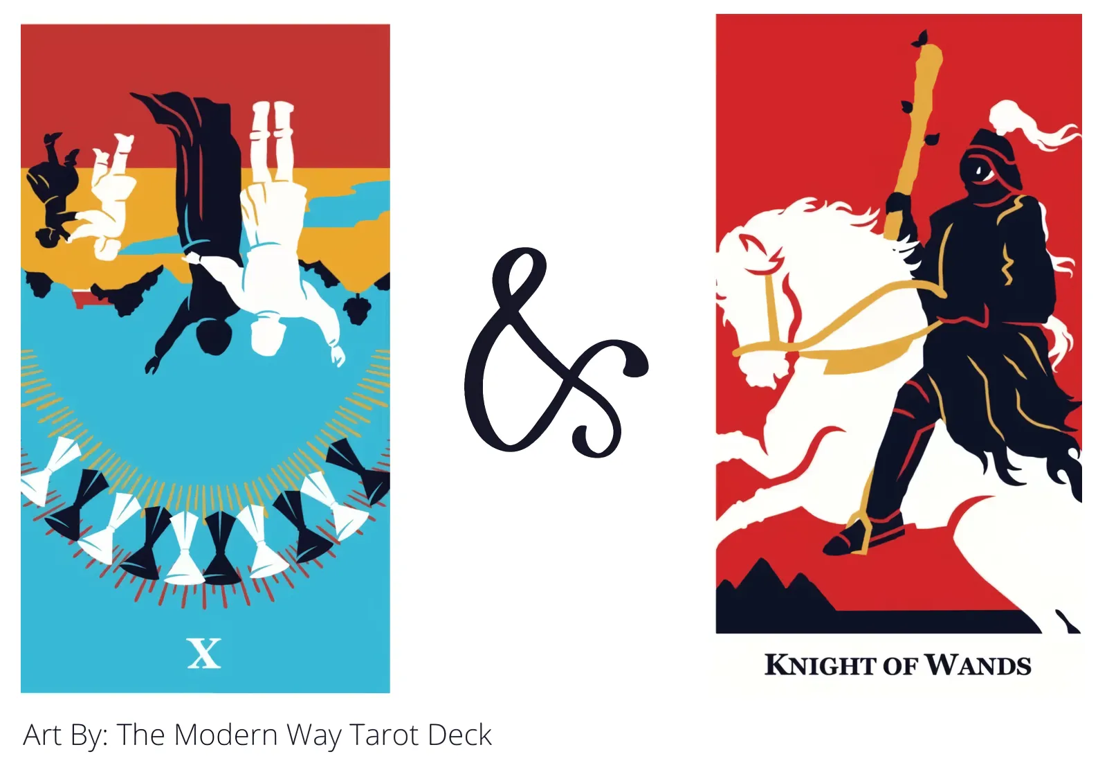 ten of cups reversed and knight of wands tarot cards together
