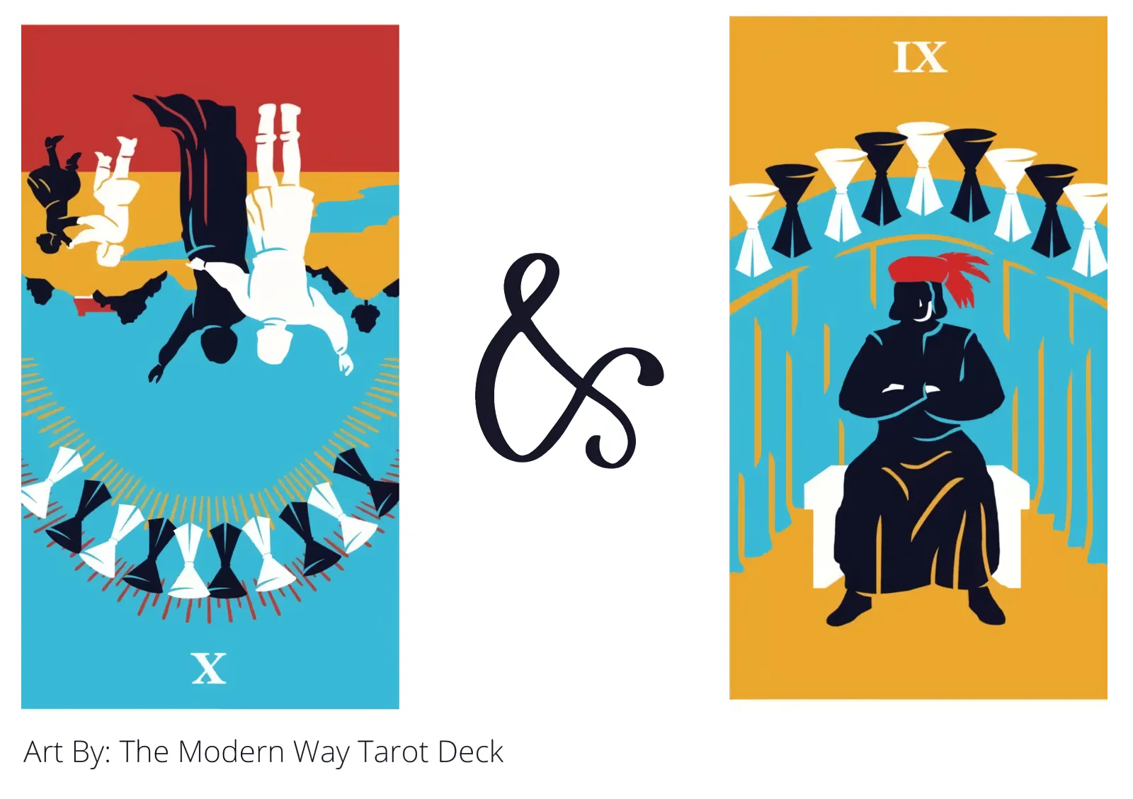 ten of cups reversed and nine of cups tarot cards together