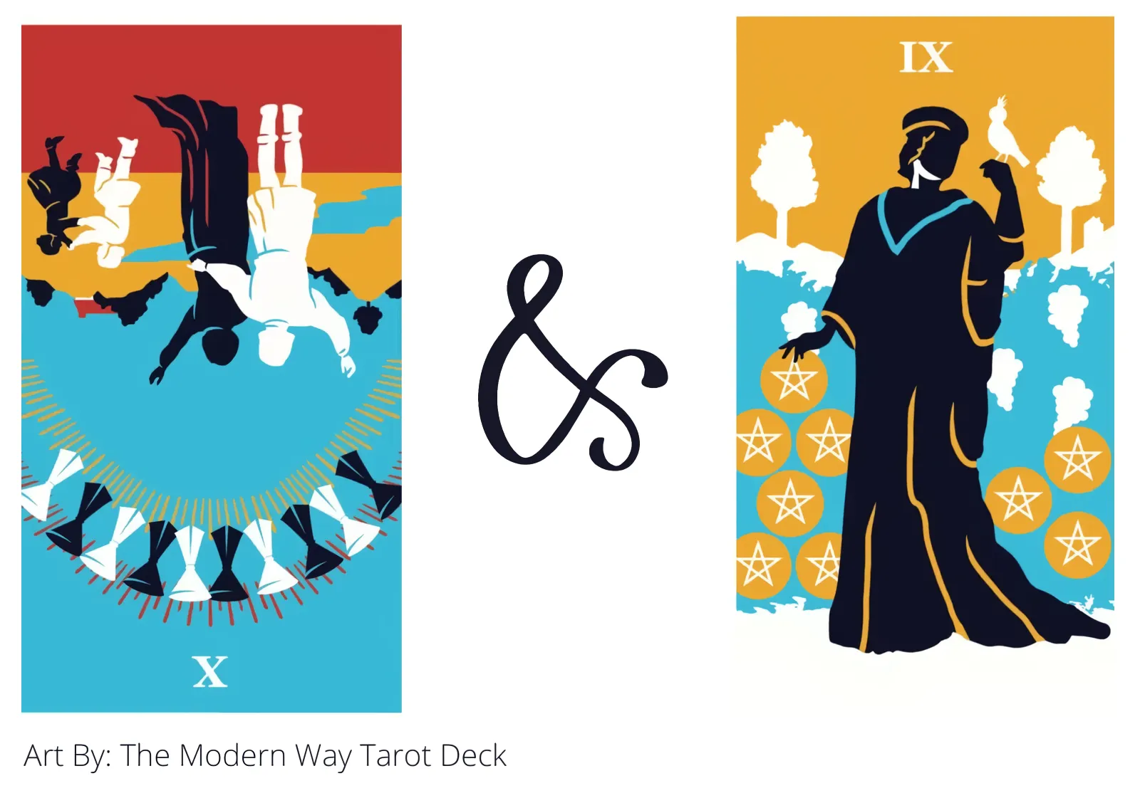 ten of cups reversed and nine of pentacles tarot cards together