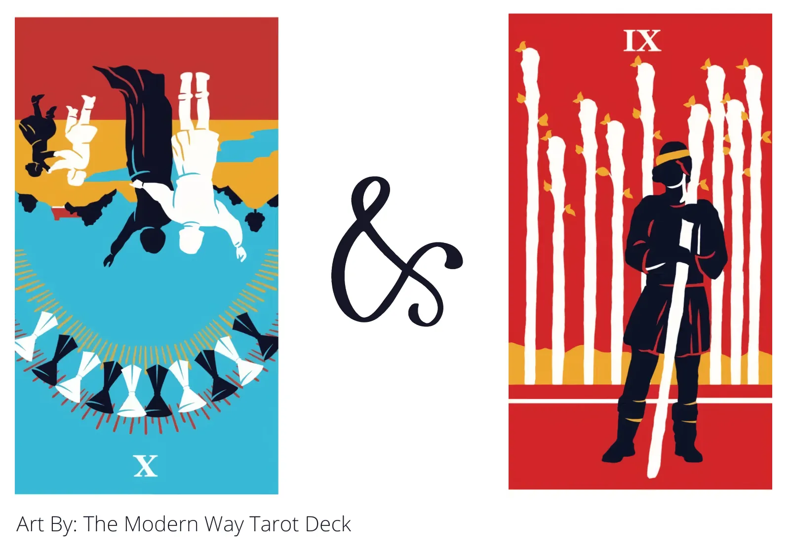 ten of cups reversed and nine of wands tarot cards together