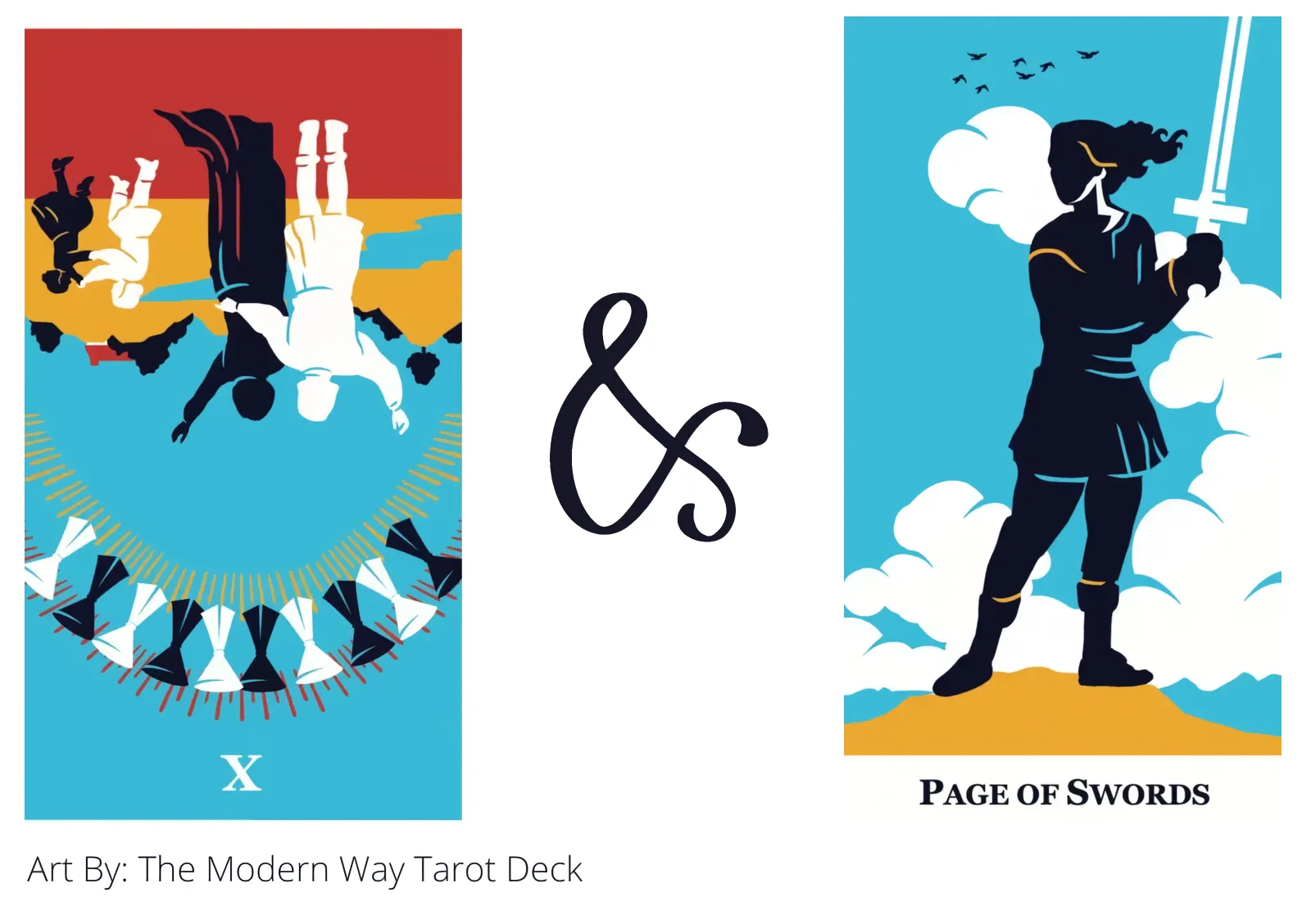 ten of cups reversed and page of swords tarot cards together