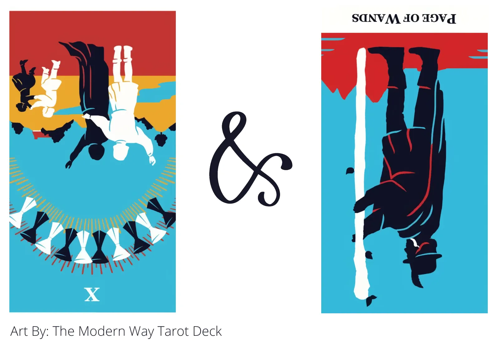 ten of cups reversed and page of wands reversed tarot cards together