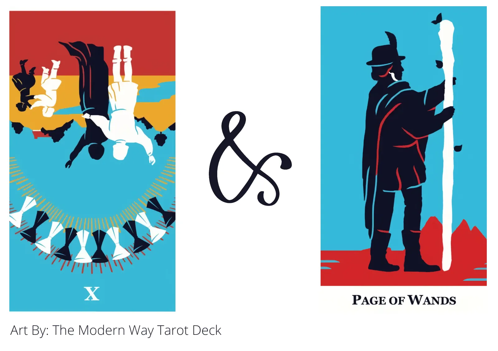 ten of cups reversed and page of wands tarot cards together