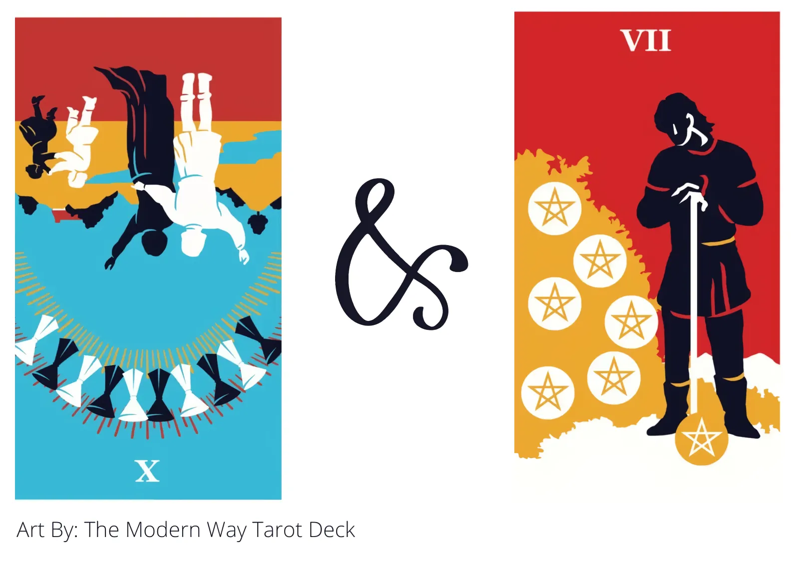ten of cups reversed and seven of pentacles tarot cards together
