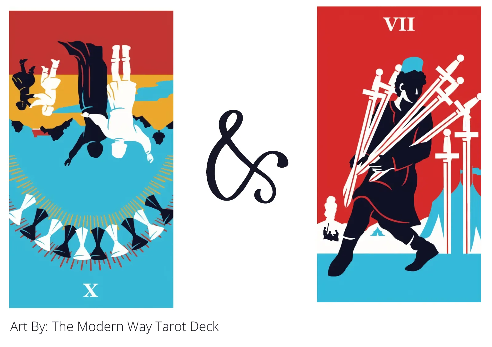 ten of cups reversed and seven of swords tarot cards together