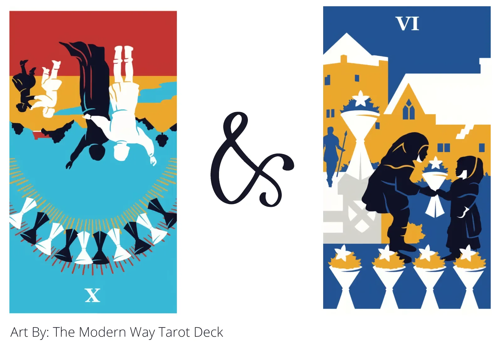 ten of cups reversed and six of cups tarot cards together