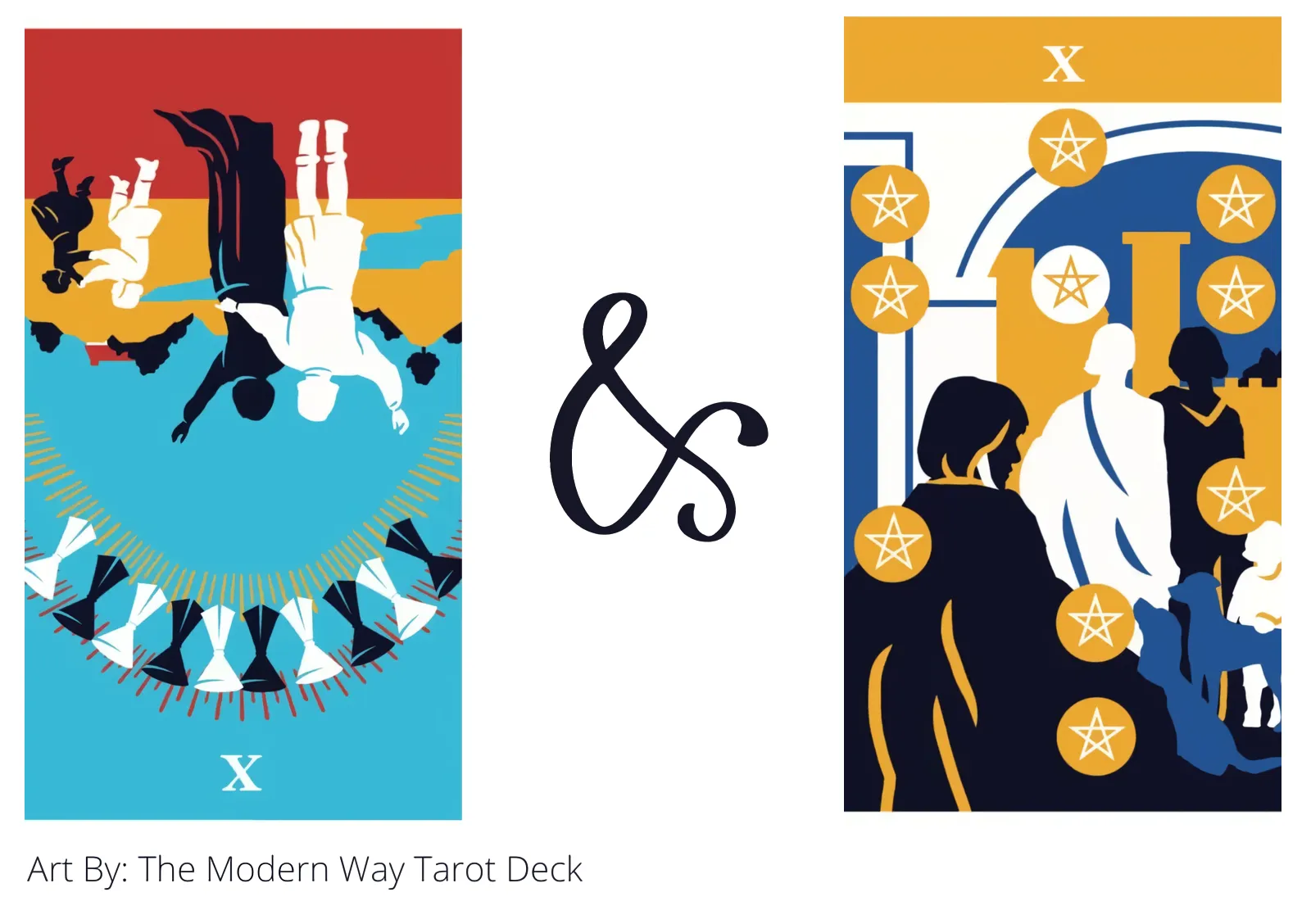 ten of cups reversed and ten of pentacles tarot cards together