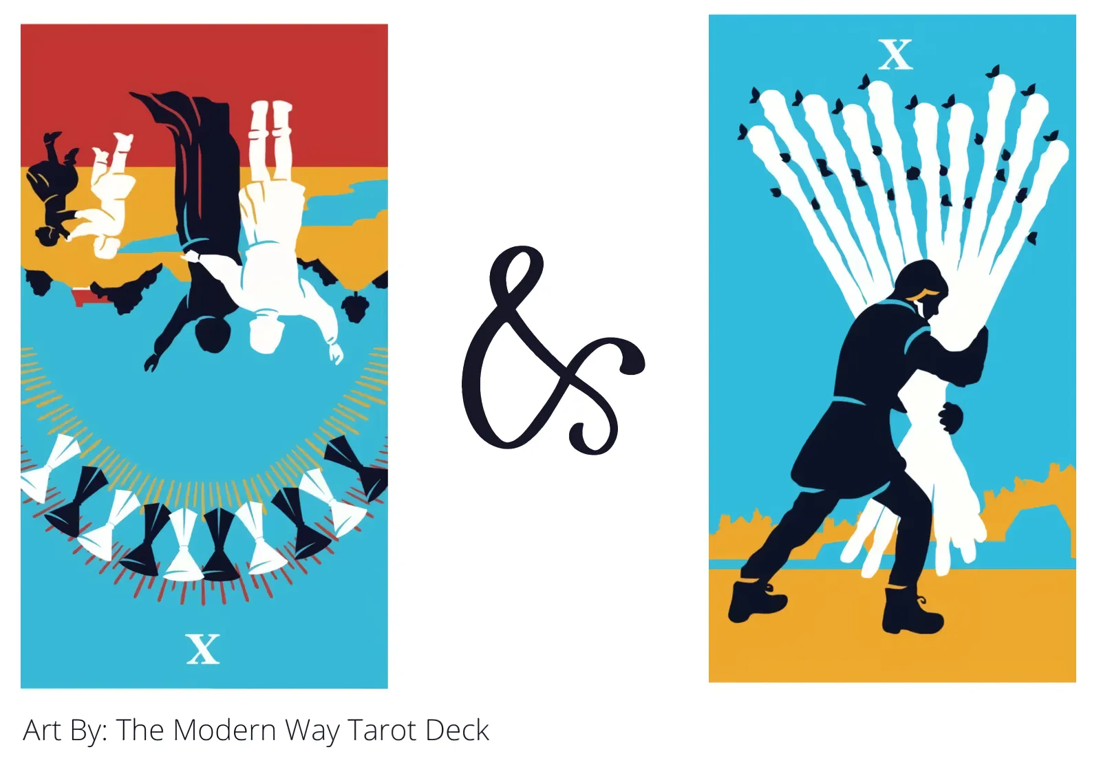 ten of cups reversed and ten of wands tarot cards together