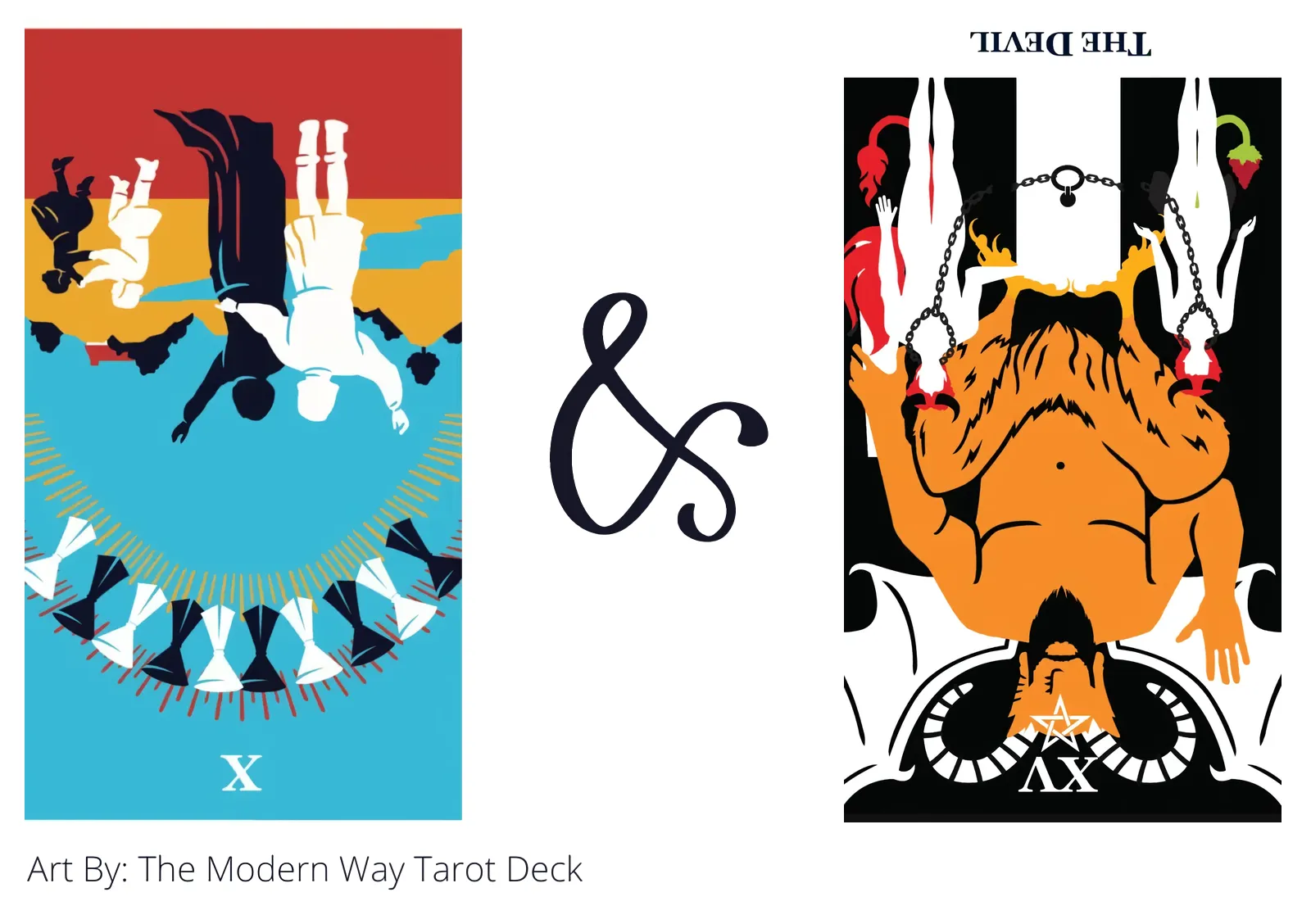 ten of cups reversed and the devil reversed tarot cards together
