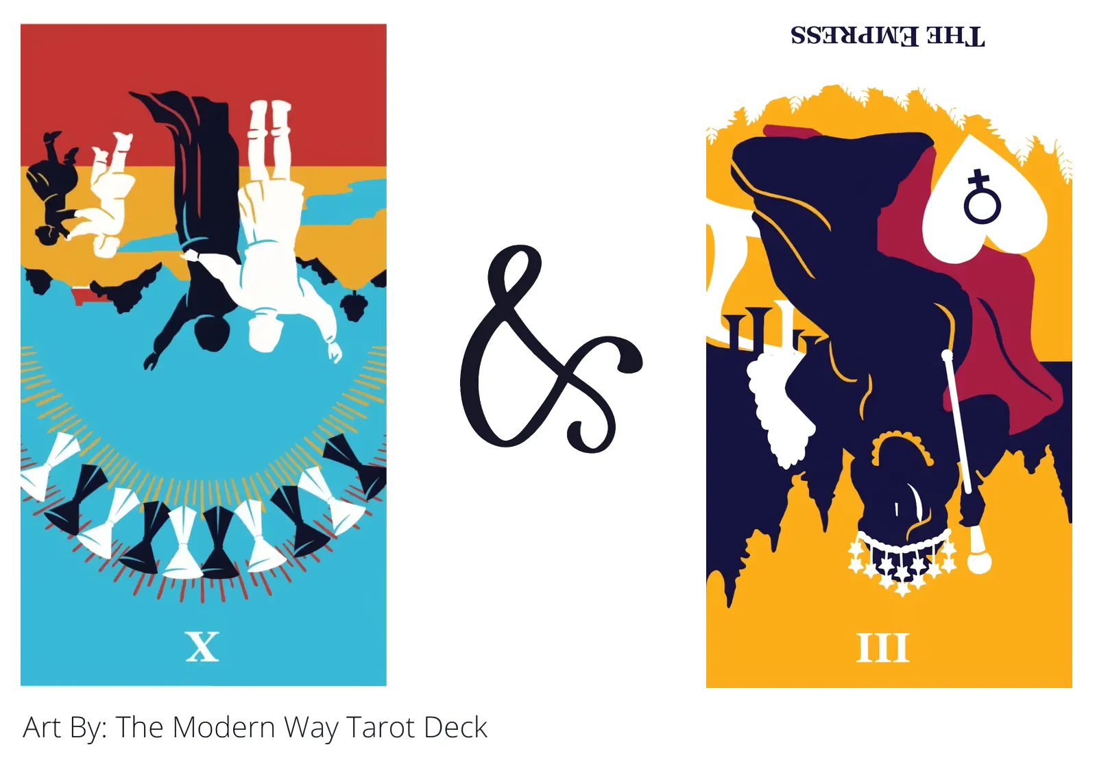 ten of cups reversed and the empress reversed tarot cards together
