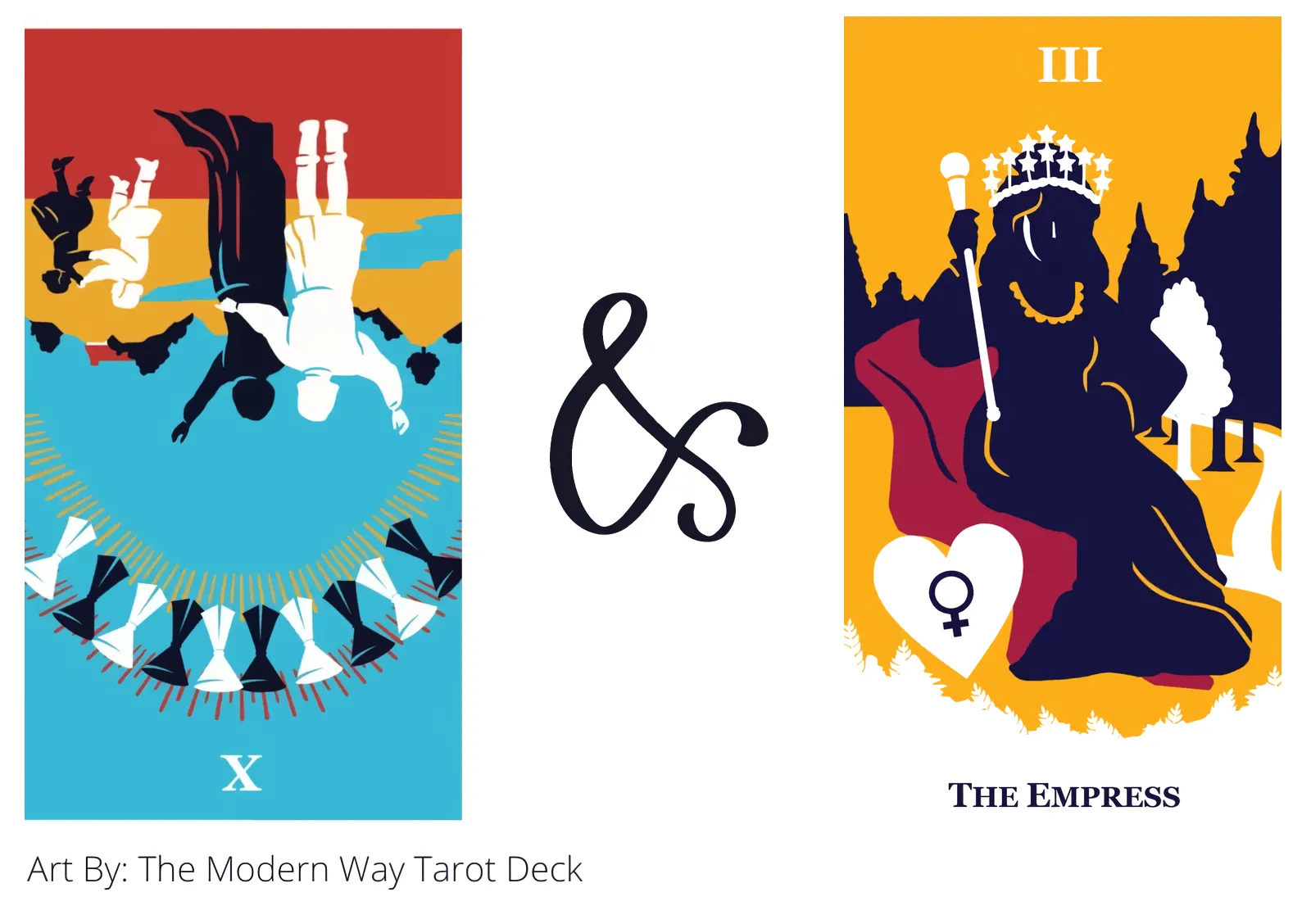 ten of cups reversed and the empress tarot cards together