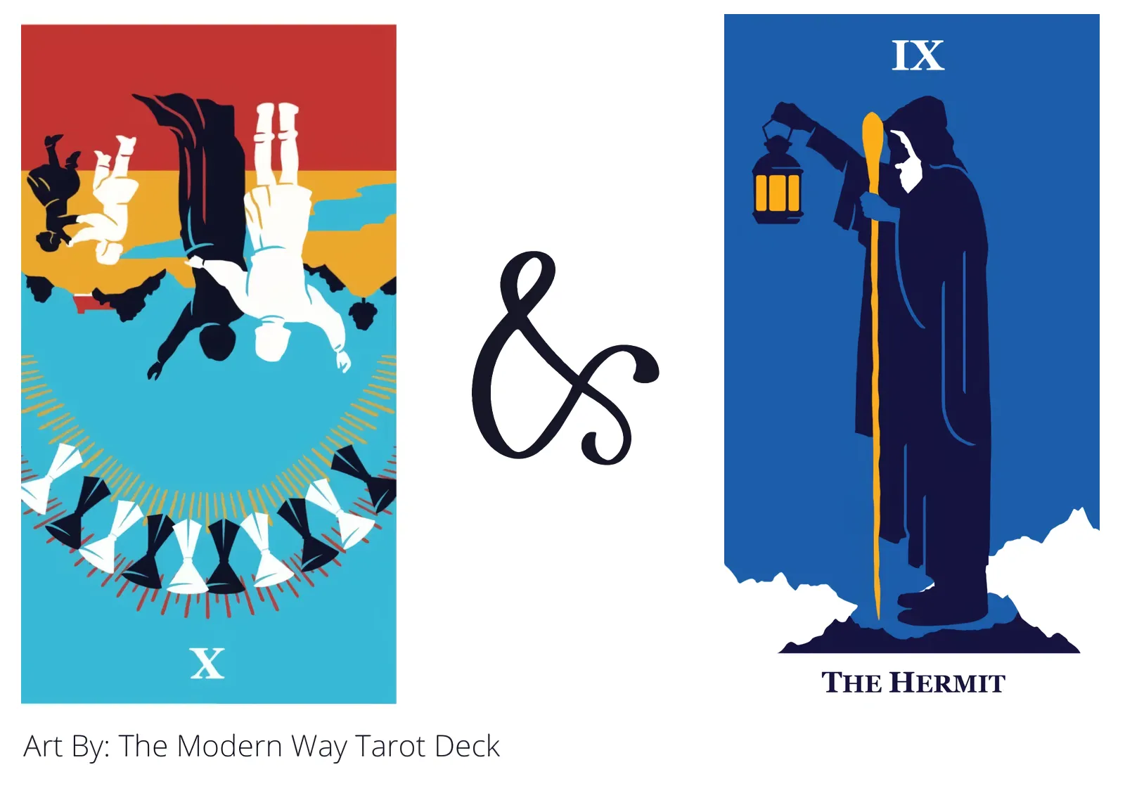 ten of cups reversed and the hermit tarot cards together