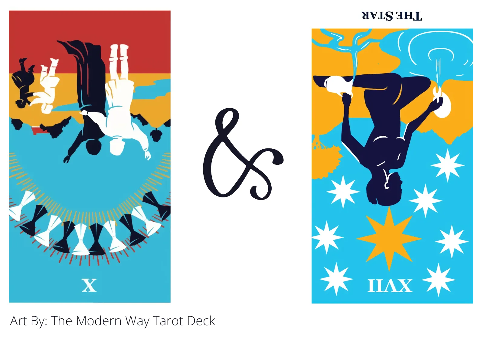 ten of cups reversed and the star reversed tarot cards together
