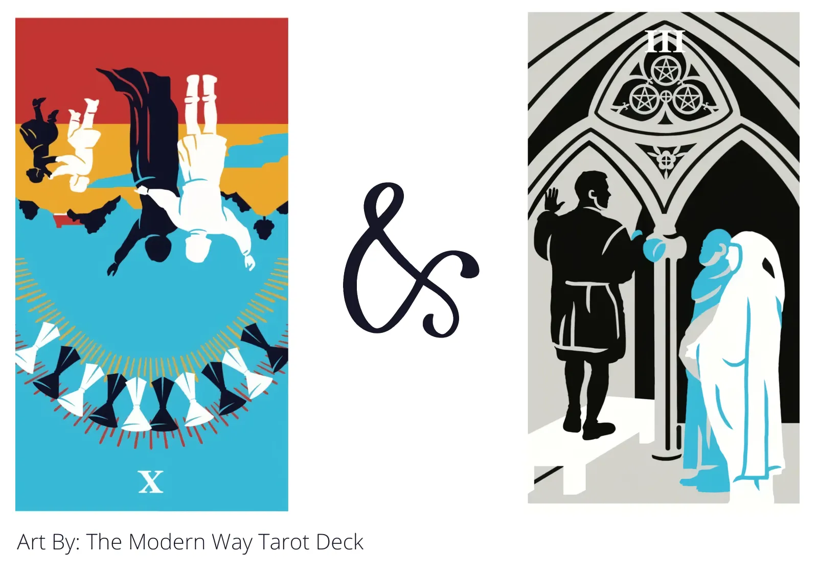 ten of cups reversed and three of pentacles tarot cards together