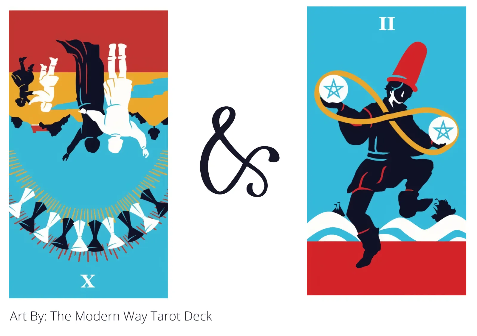 ten of cups reversed and two of pentacles tarot cards together