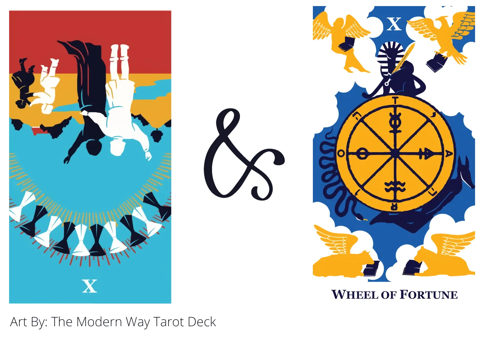 ten of cups reversed and wheel of fortune tarot cards together