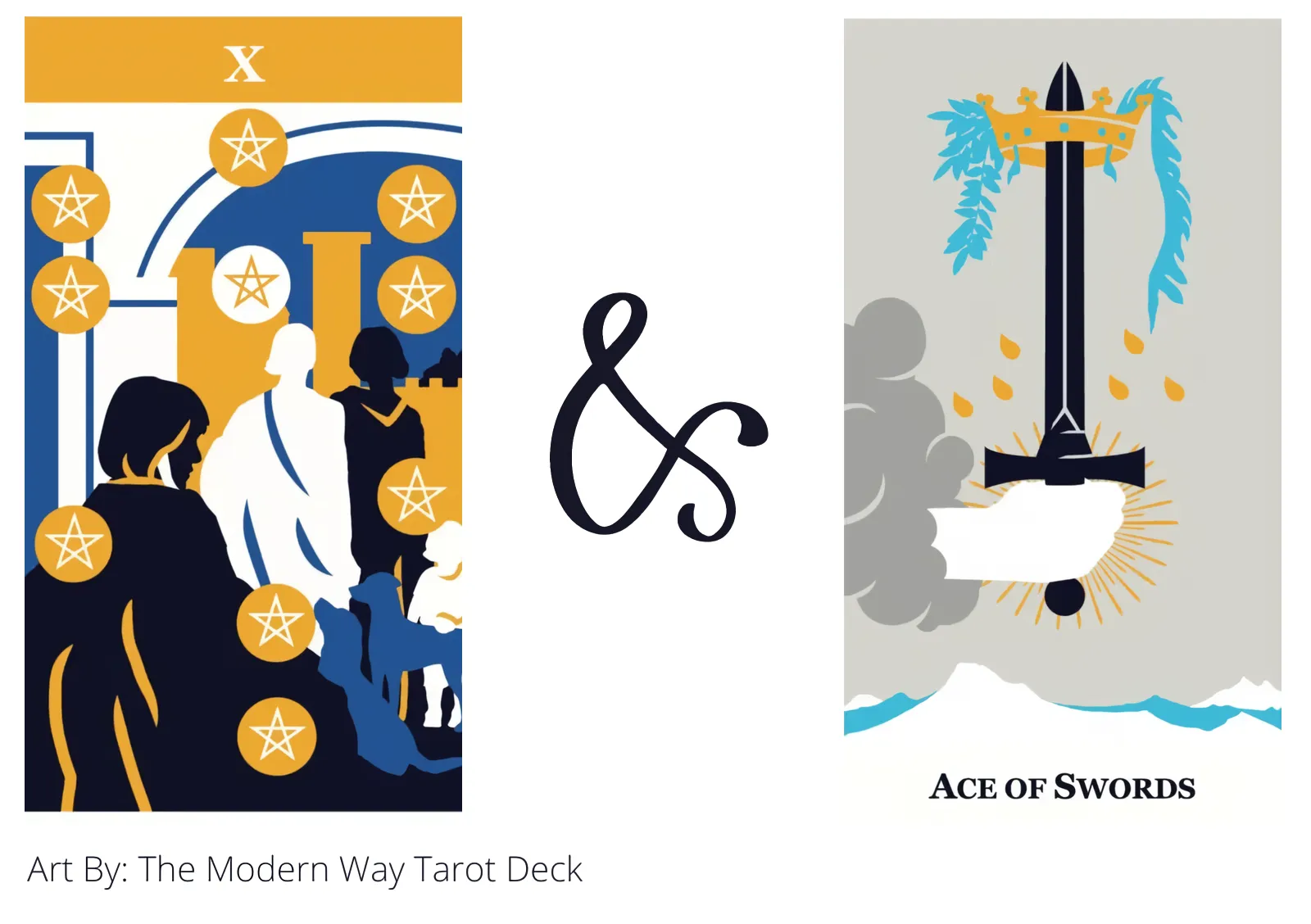 ten of pentacles and ace of swords tarot cards together