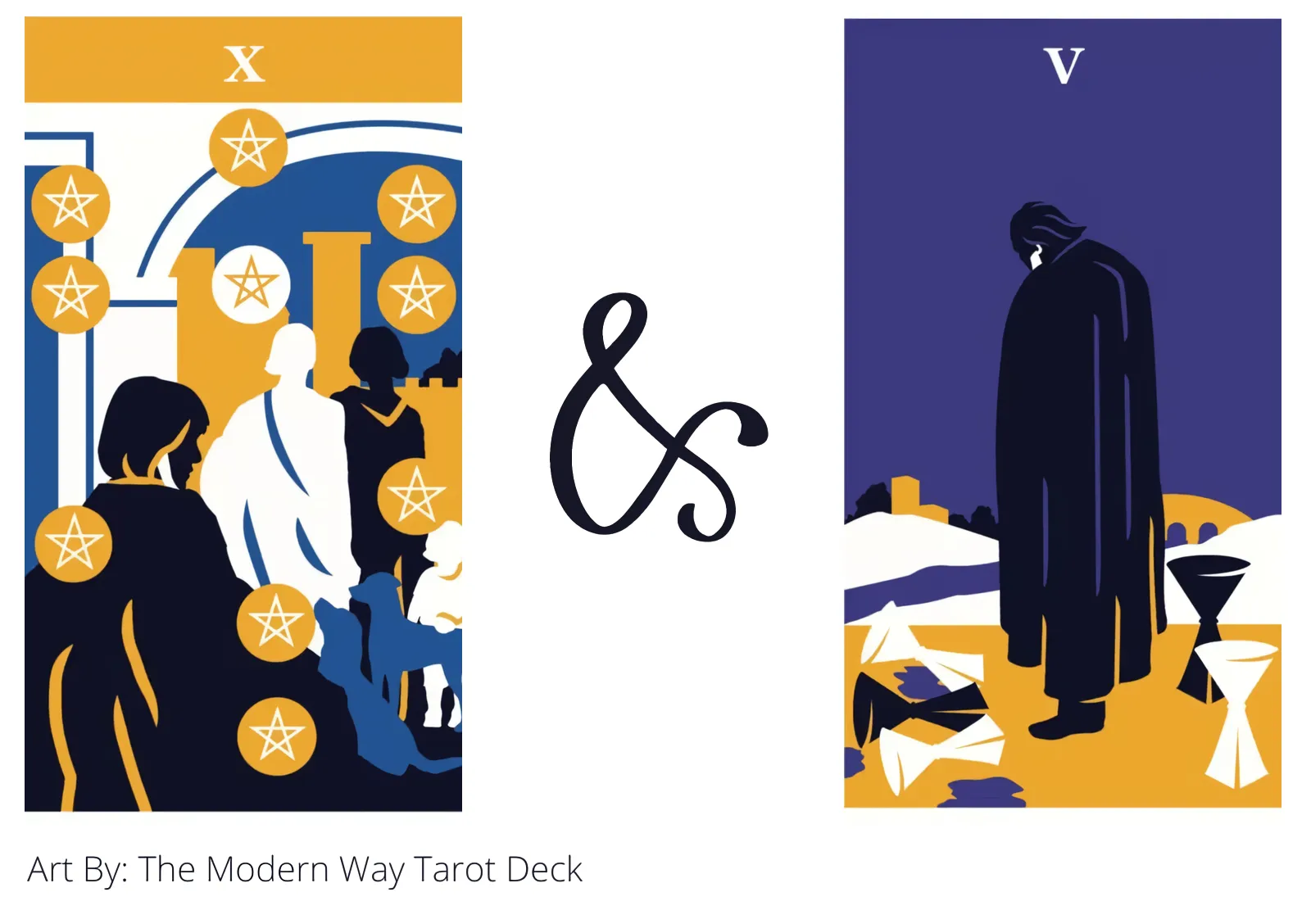 ten of pentacles and five of cups tarot cards together