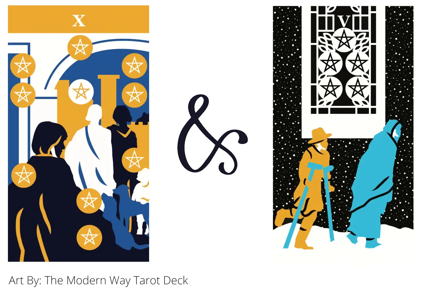 ten of pentacles and five of pentacles tarot cards together