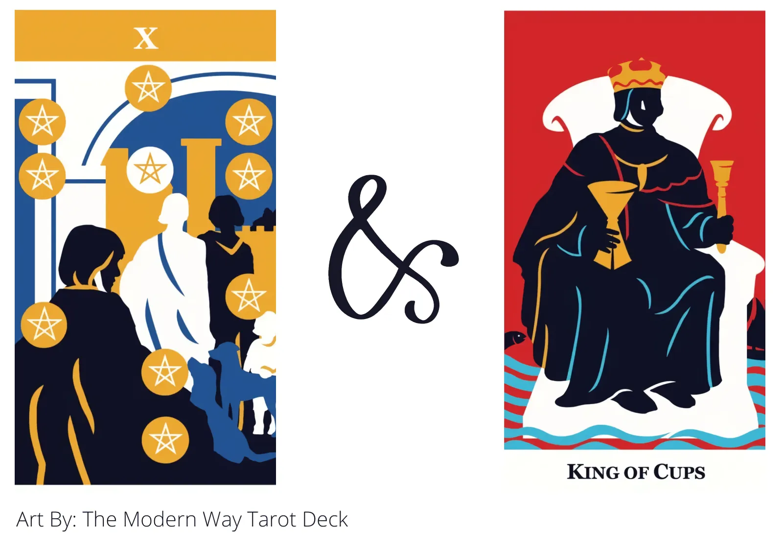 ten of pentacles and king of cups tarot cards together