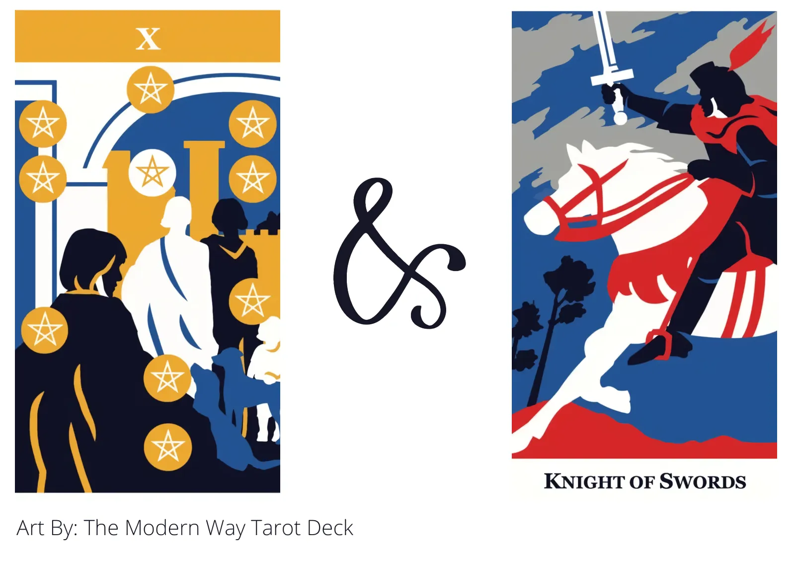 ten of pentacles and knight of swords tarot cards together