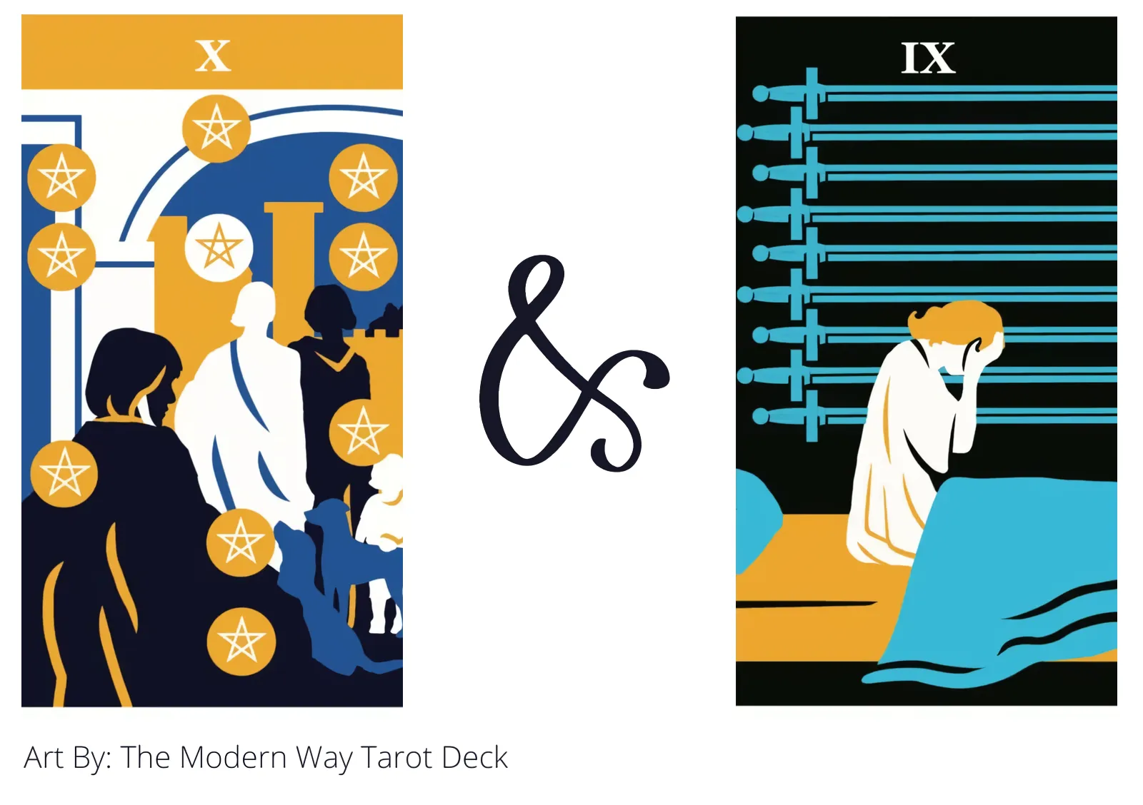 ten of pentacles and nine of swords tarot cards together