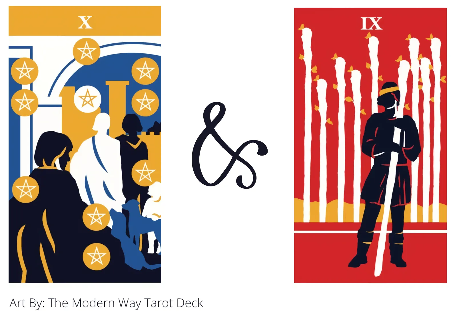 ten of pentacles and nine of wands tarot cards together