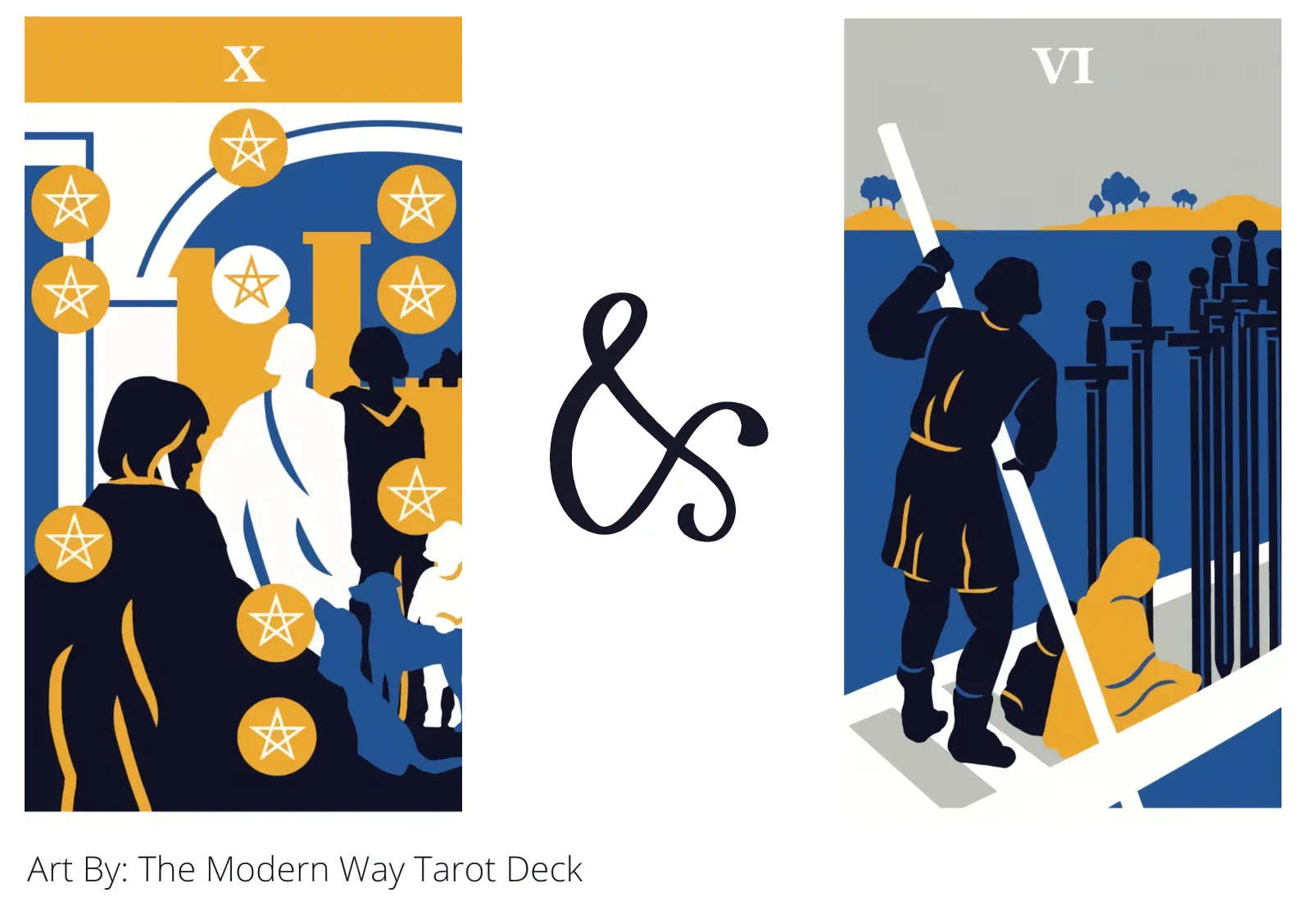 ten of pentacles and six of swords tarot cards together