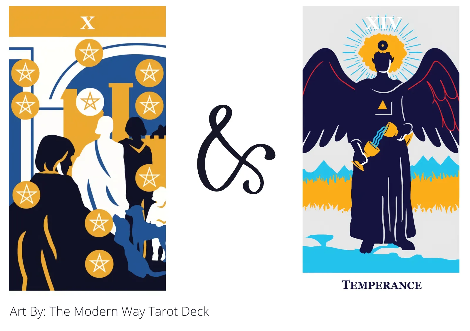 ten of pentacles and temperance tarot cards together