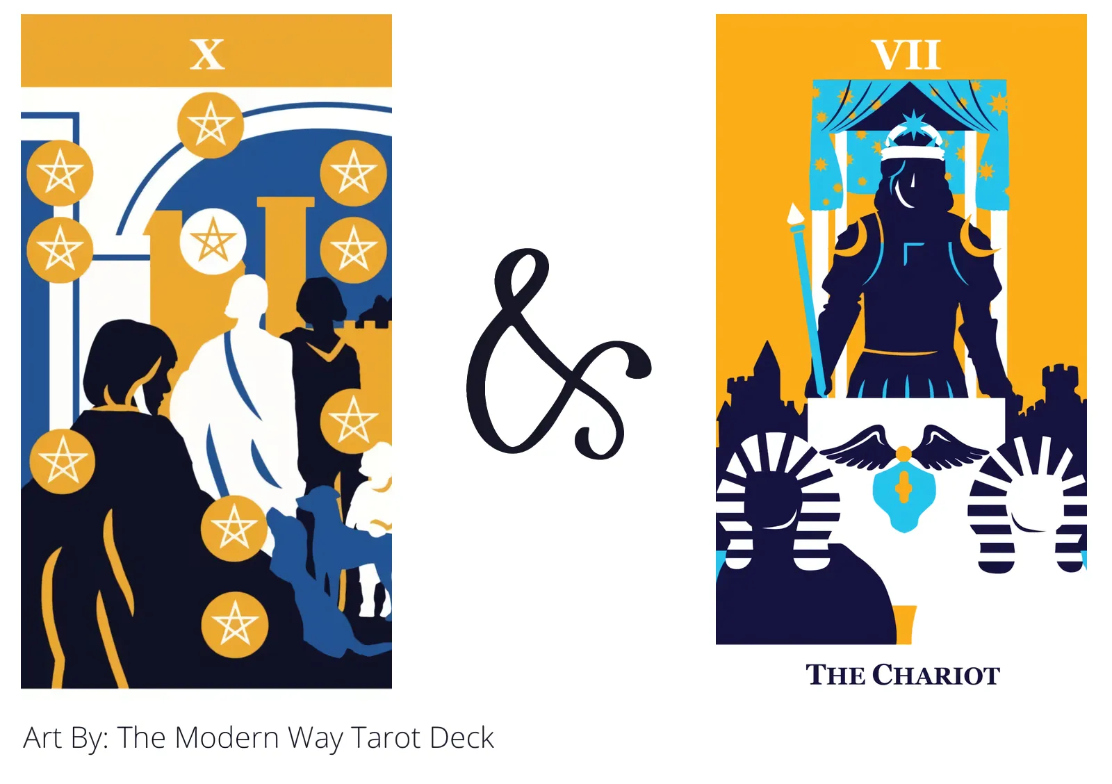 ten of pentacles and the chariot tarot cards together