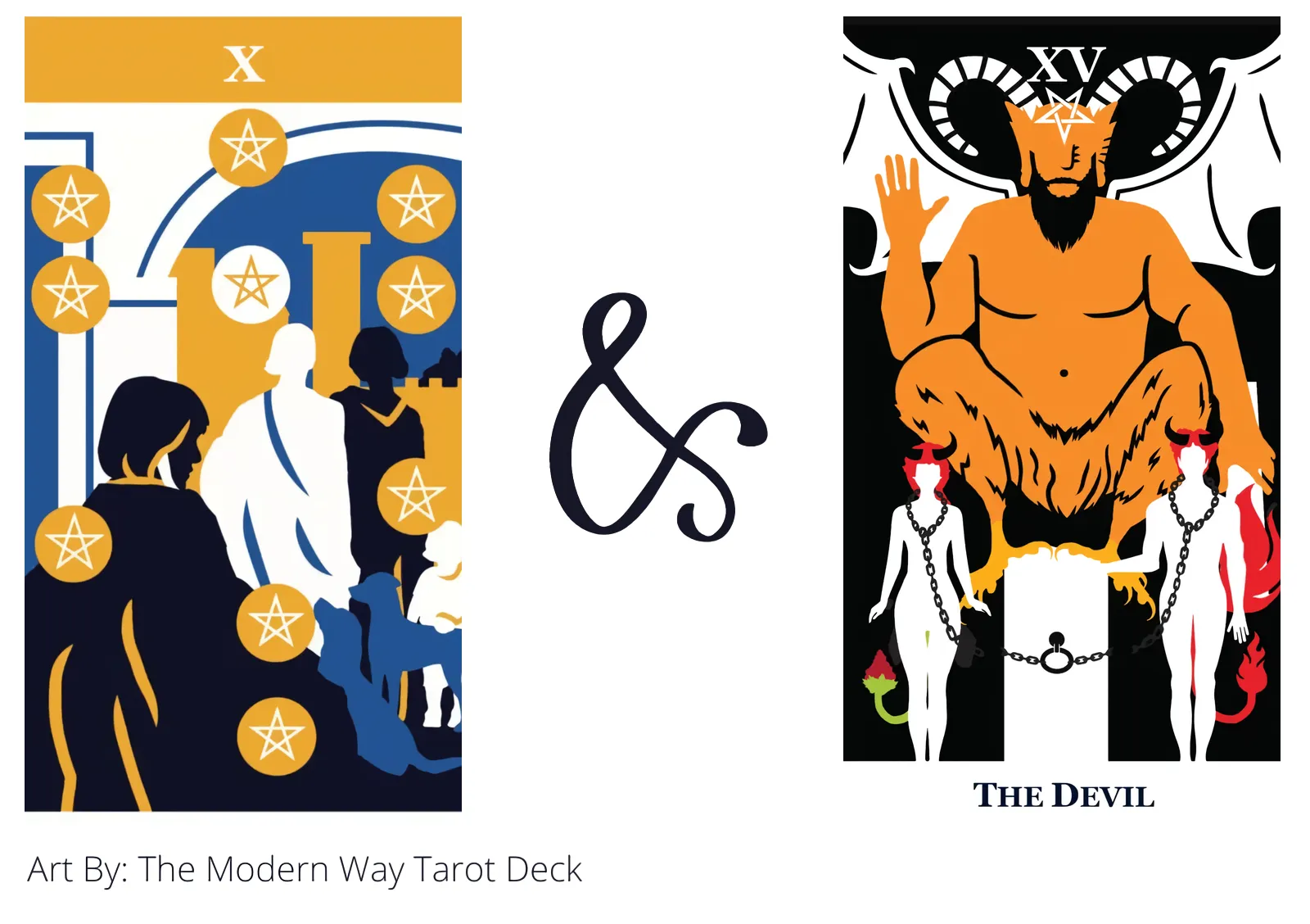 ten of pentacles and the devil tarot cards together