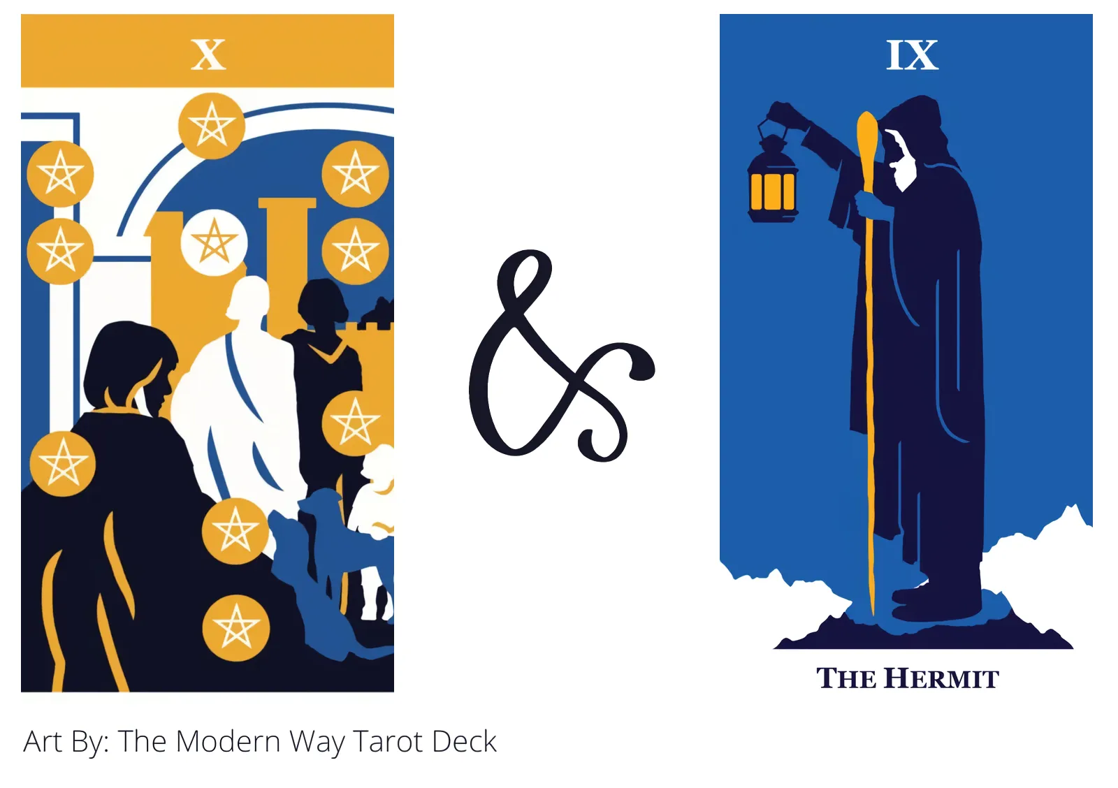 ten of pentacles and the hermit tarot cards together