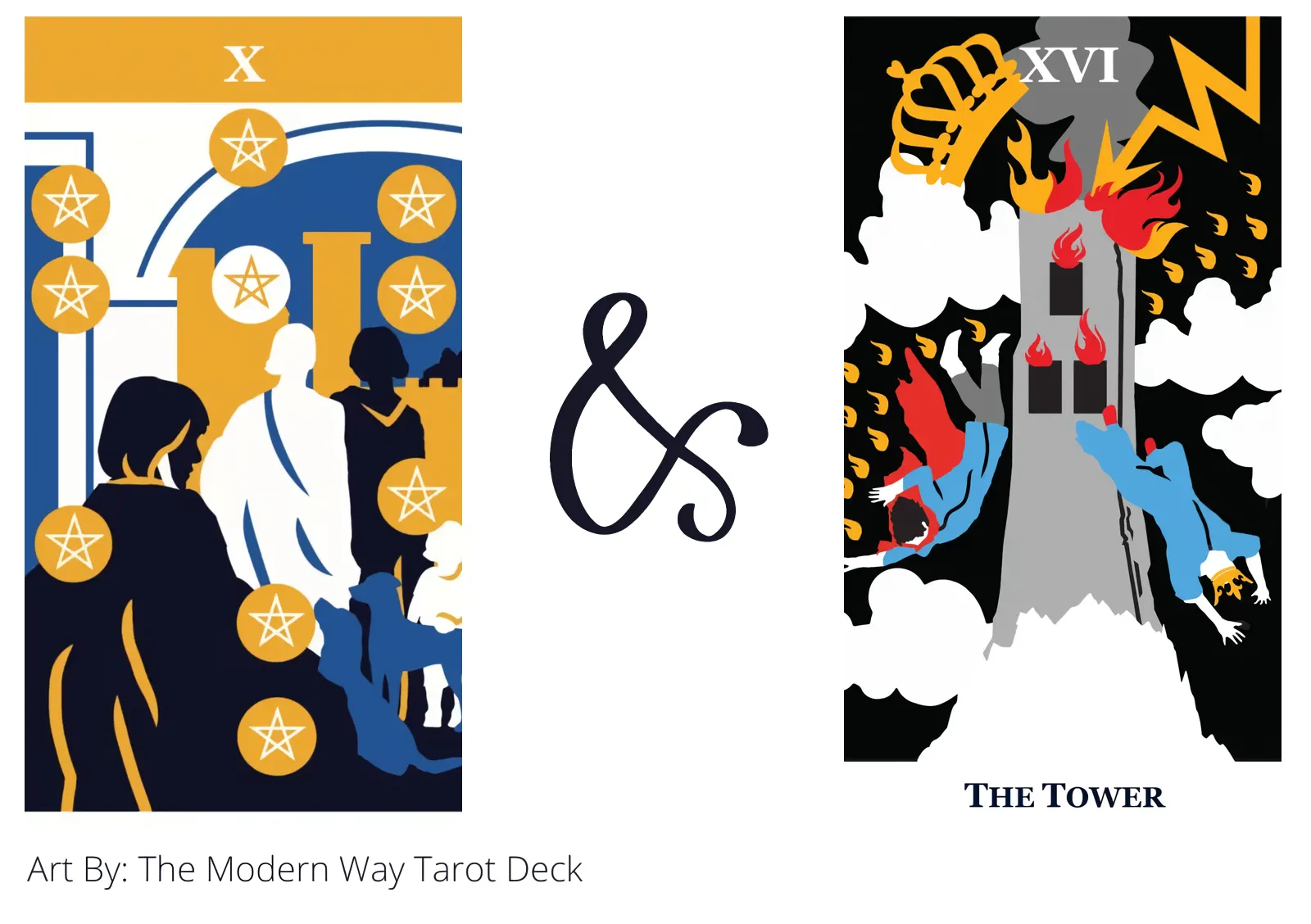 ten of pentacles and the tower tarot cards together