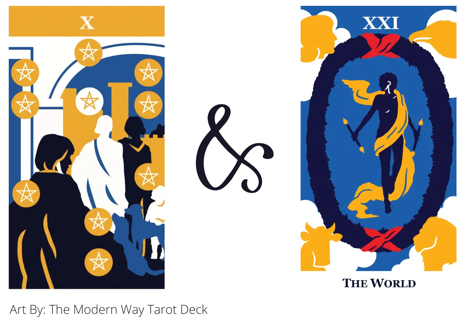 ten of pentacles and the world tarot cards together