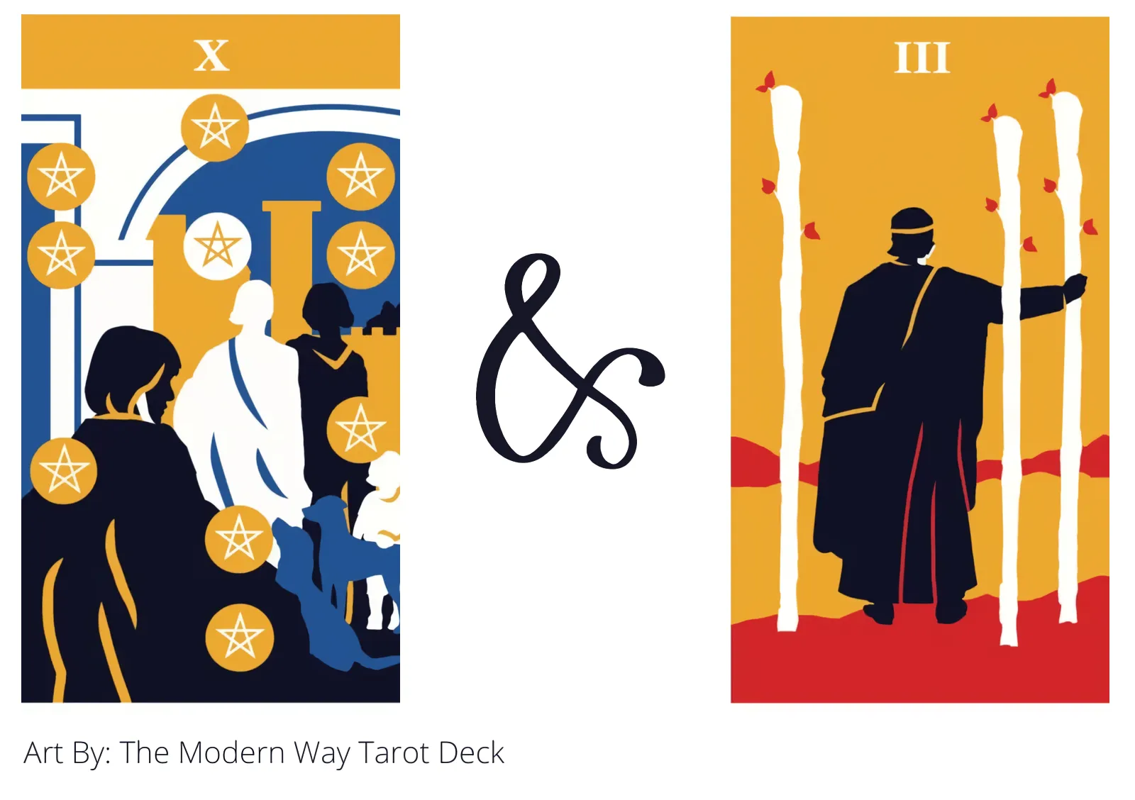 ten of pentacles and three of wands tarot cards together